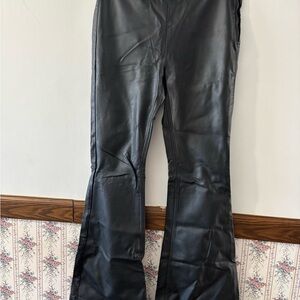 Free People Black Faux Leather High-Rise Pants